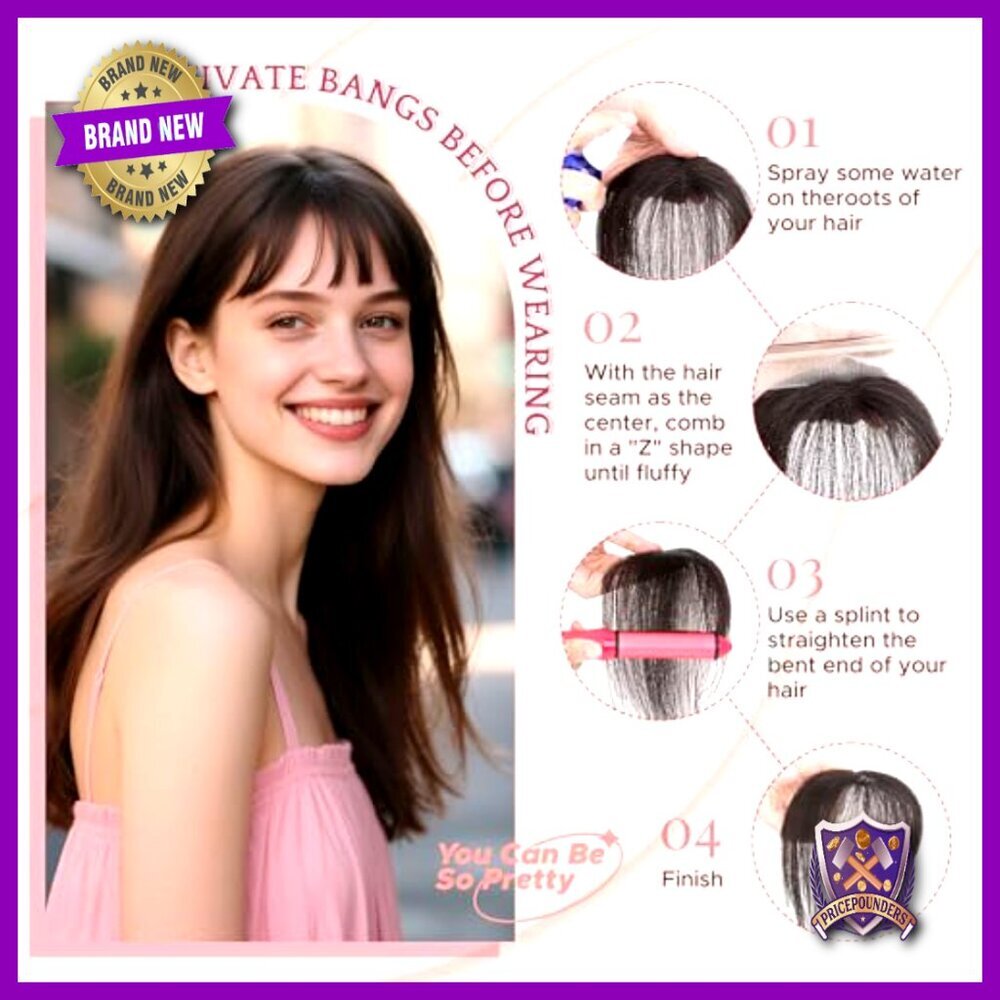 Real Human Hair Clip-In Bangs Wispy Topper 3D Coverage Hairpiece For Women - Picture 5 of 6